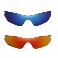 Walleva Fire Red + Ice Blue Polarized Replacement Lenses For Oakley Radar Edge (OO9184 Series) Sunglasses